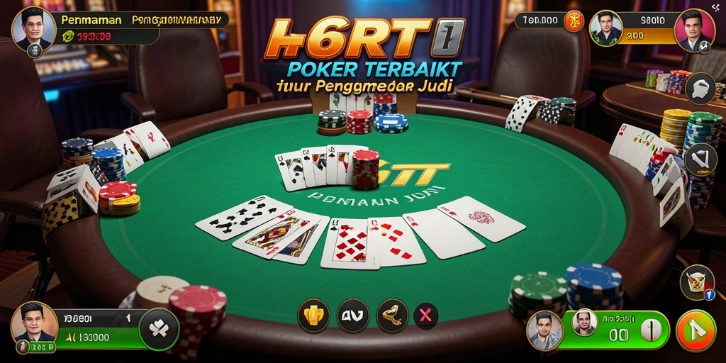 Tampilan gameplay Poker yang seru dan mendebarkan di 6RT.