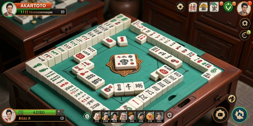 Tampilan gameplay seru dalam AKARTOTO yang menyajikan Mahjong klasik.