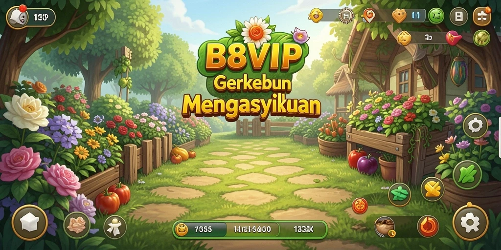 Tampilan screenshot B8VIP menunjukkan aktivitas bertani yang seru dan inovatif.