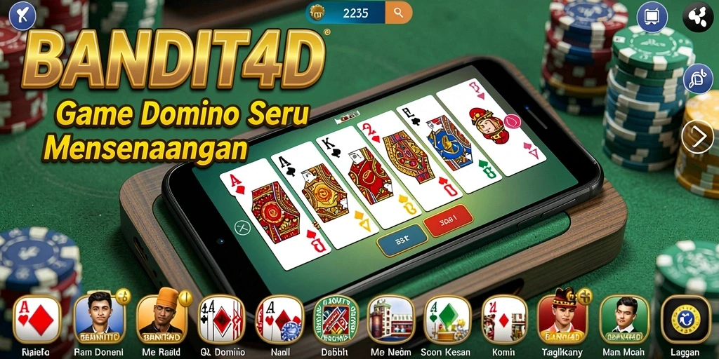 Tampilan gameplay seru dalam BANDIT4D dengan berbagai pilihan permainan Domino.