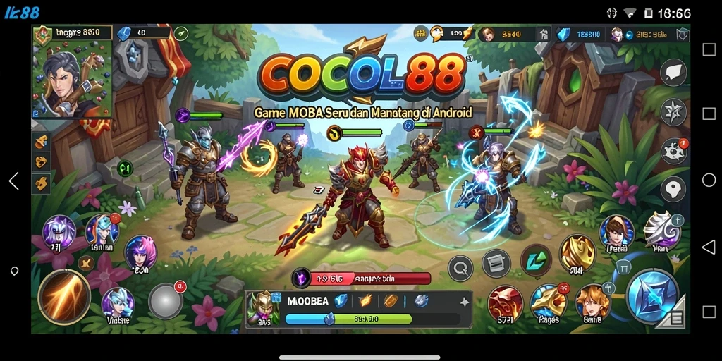 Screenshot gameplay COCOL88 yang menunjukkan aksi seru di arena MOBA.