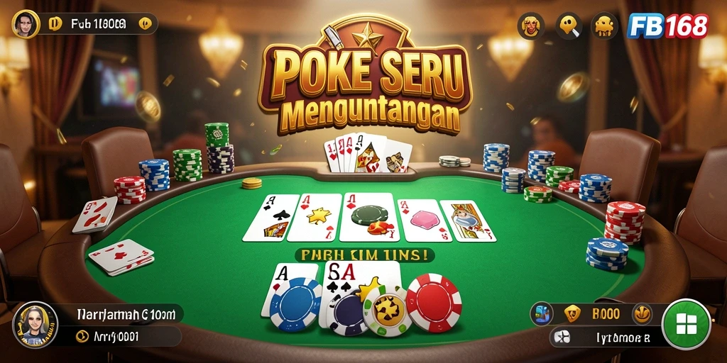 Tampilan gameplay FB168 yang menampilkan keseruan poker.
