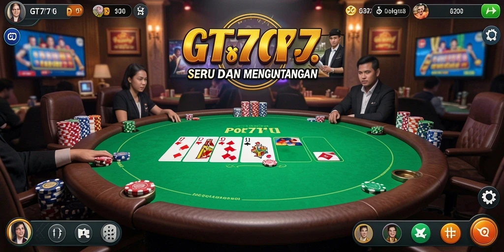 Tampilan gameplay Poker di GT777 yang mendebarkan dan interaktif.