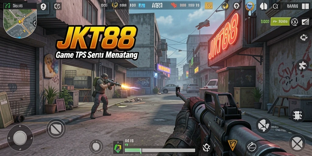 Tangkapan layar utama JKT88 menampilkan aksi tembak-tembakan yang mendebarkan.