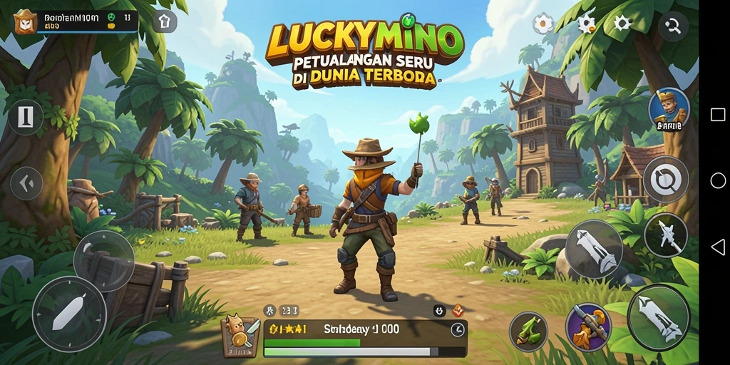 Tampilkan gameplay menarik LUCKYMINO di dunia terbuka yang luas.