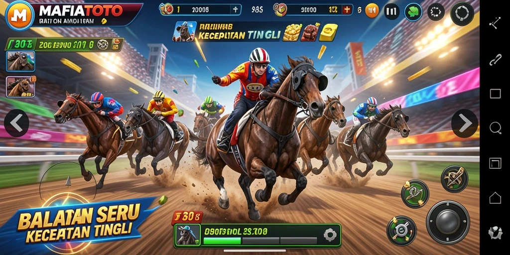 Screenshot MAFIATOTO menunjukkan aksi balapan yang mendebarkan.