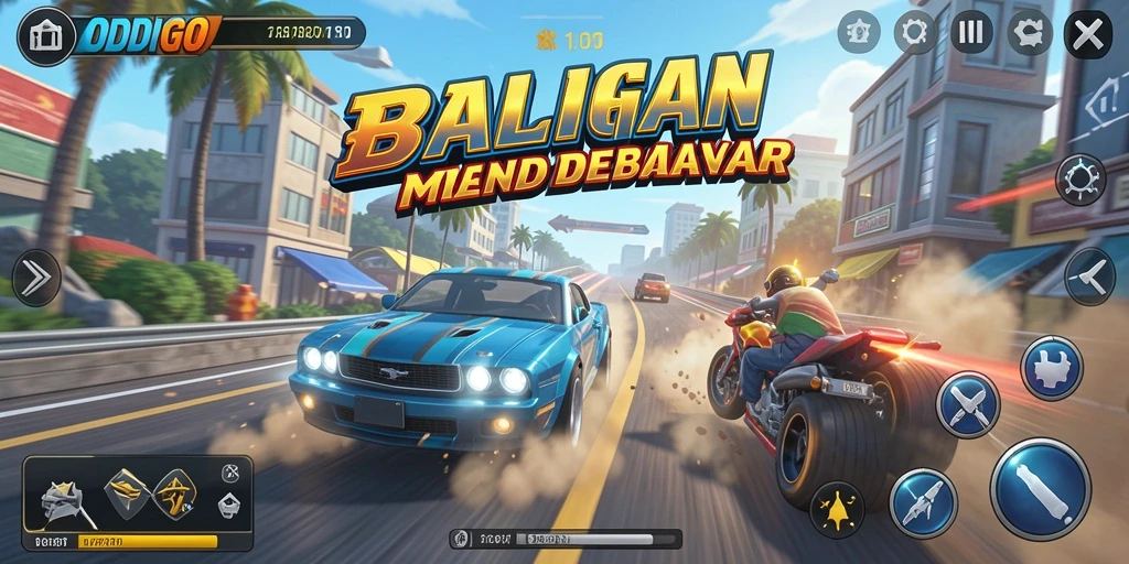 Tampilan screenshot ODDIGO menampilkan aksi balapan yang mendebarkan.
