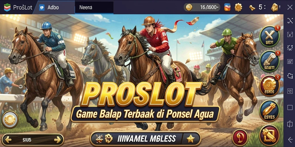 Screenshot gameplay PROSLOT yang menampilkan akselerasi mobil balap di trek.