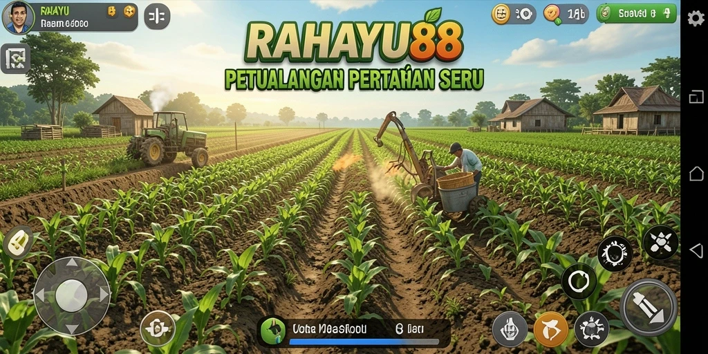 Tampilan gameplay RAHAYU88 yang menyenangkan dengan kebun yang indah.