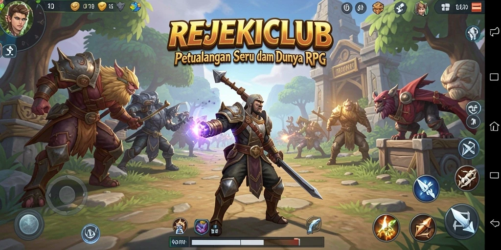 Tampilan gameplay epik dalam REJEKICLUB, penuh petualangan RPG.