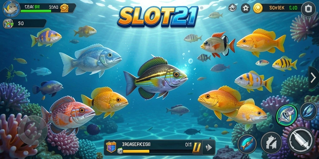 Tangkapan layar dari gameplay Tembak Ikan SLOT21 yang seru.